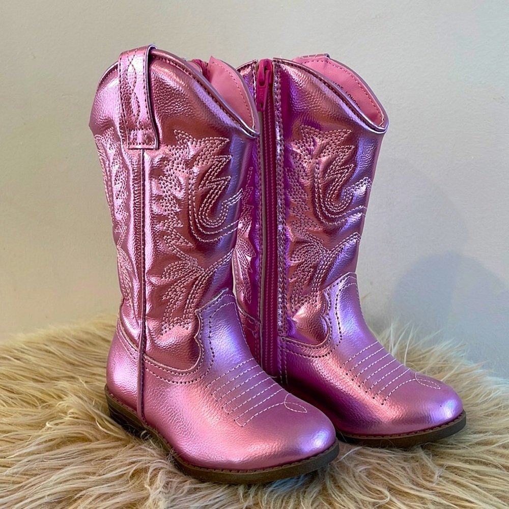 Kohls Cowgirl Western boots metallic pink purple toddler girl costume size 6